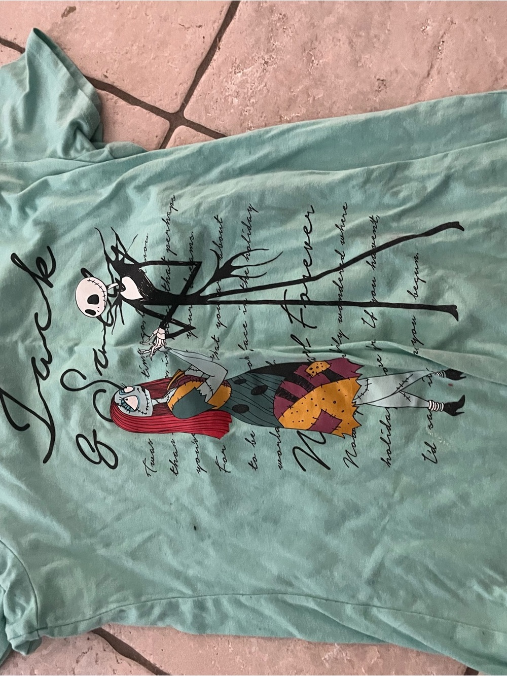 The Nightmare Before Christmas Jack & Sally Graphic Tee - Seafoam Green Disney